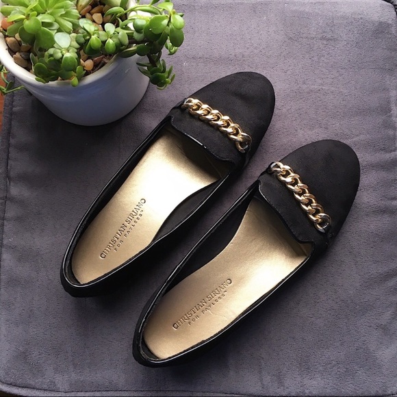 Christian Siriano Shoes - Black Flats with Gold Chain 7.5